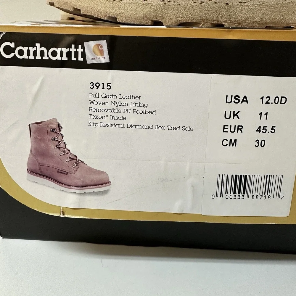 Carhartt Leather Slip Resistant Soft Toe Wedge Work Boot Style 3915 Size 12D